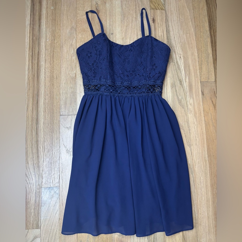 BCX Womens Navy Blue Party A-Line Dress Juniors 7